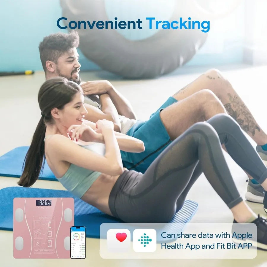 Bluetooth Smart Scale with Health App Integration for Home Use Stylish LED Display Body Fat Scale with AppSynced Tracking for W