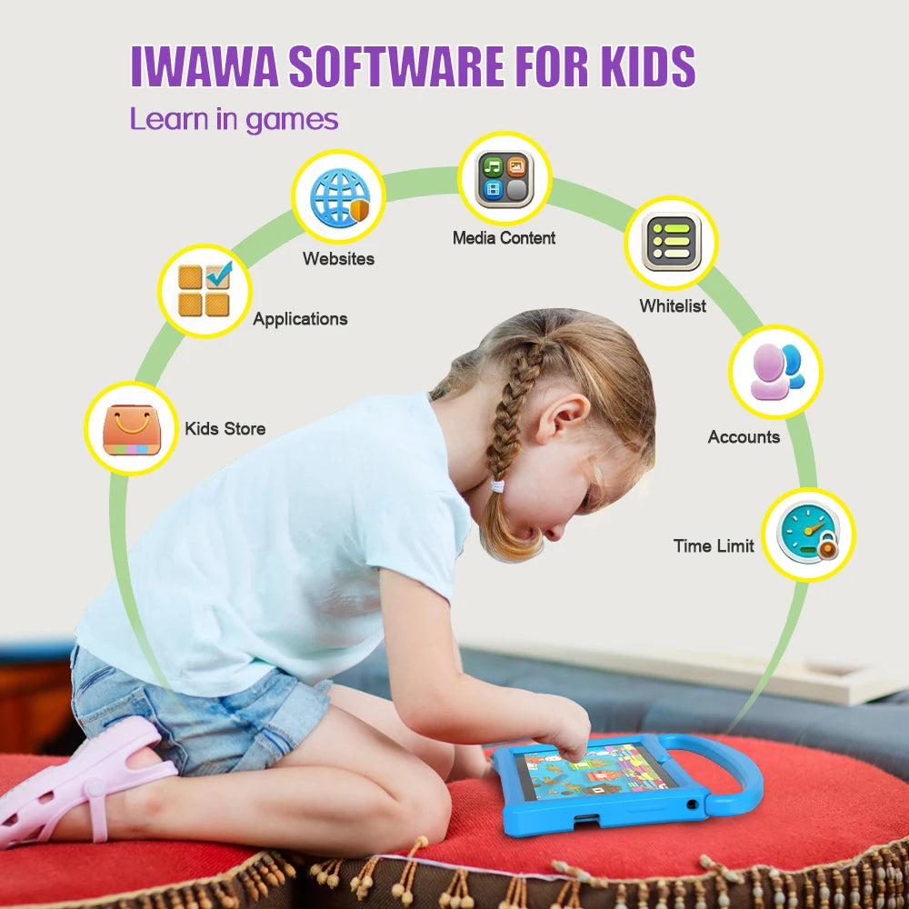 Android 13 tablet, 7-inch children's tablet, quad-core processor, 4GB (2G+2G-memory expansion) RAM+32GB ROM, with parental contr