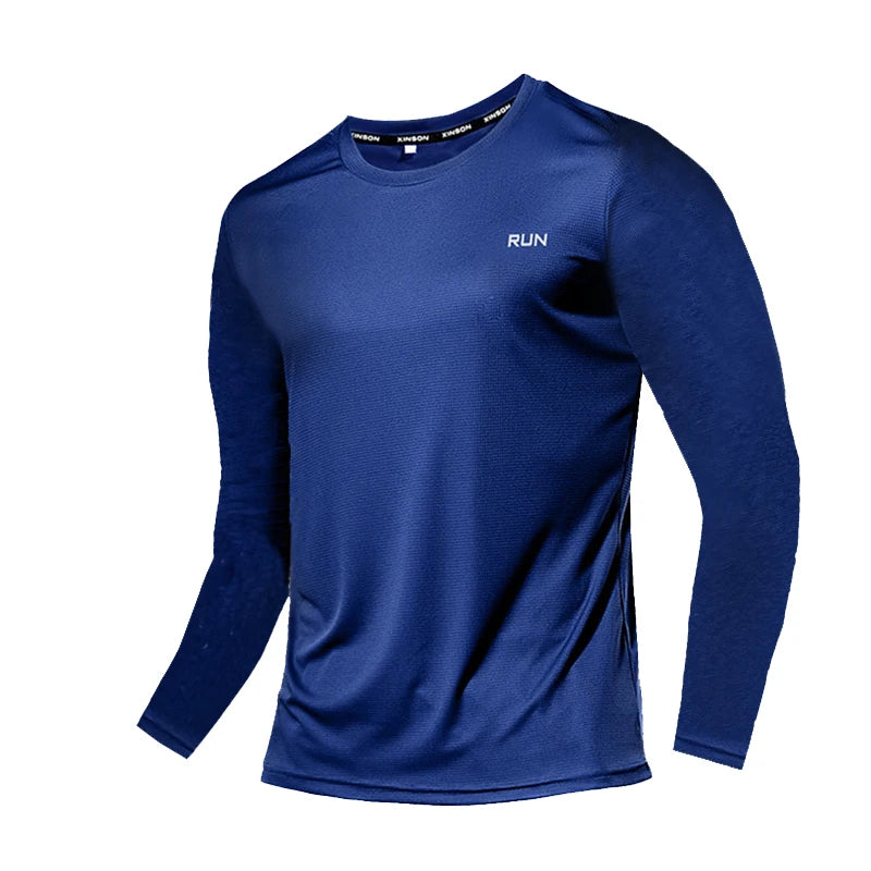 Ice Silk Long Sleeve T-Shirt Men Quick Dry Breathable Air Conditioning Outdoor Sun Protection Running Outer Wear