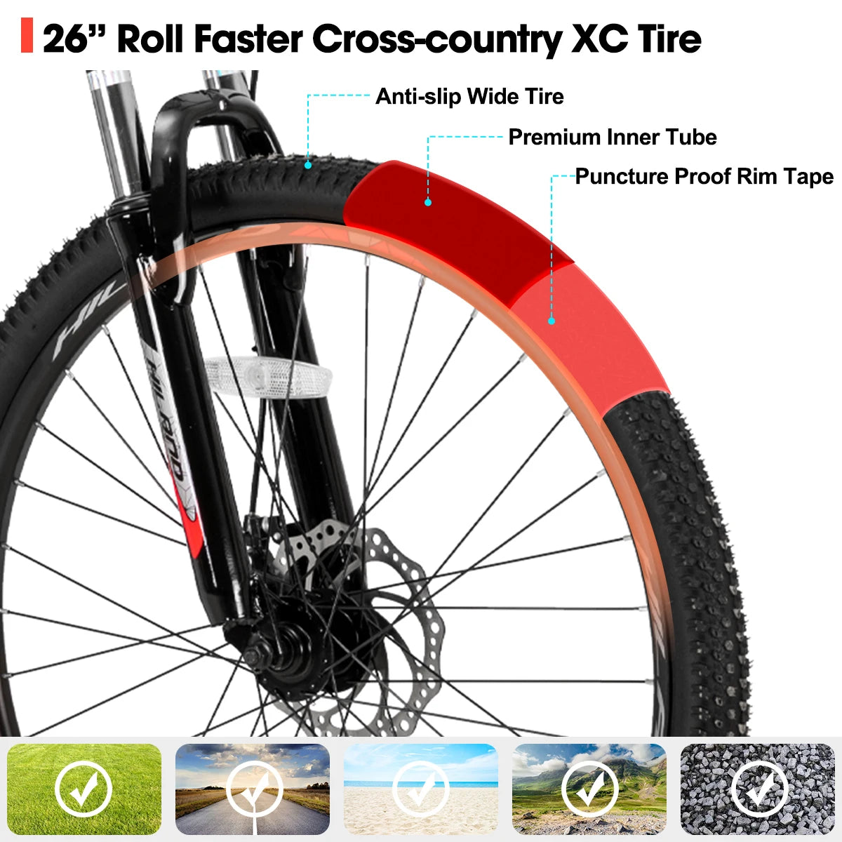 Hiland Mountain Bike, Multi-Spokes,Shimano 21 Speeds Drivetrain,Aluminum Frame 26 inch Wheels, Men's MTB Bicycle