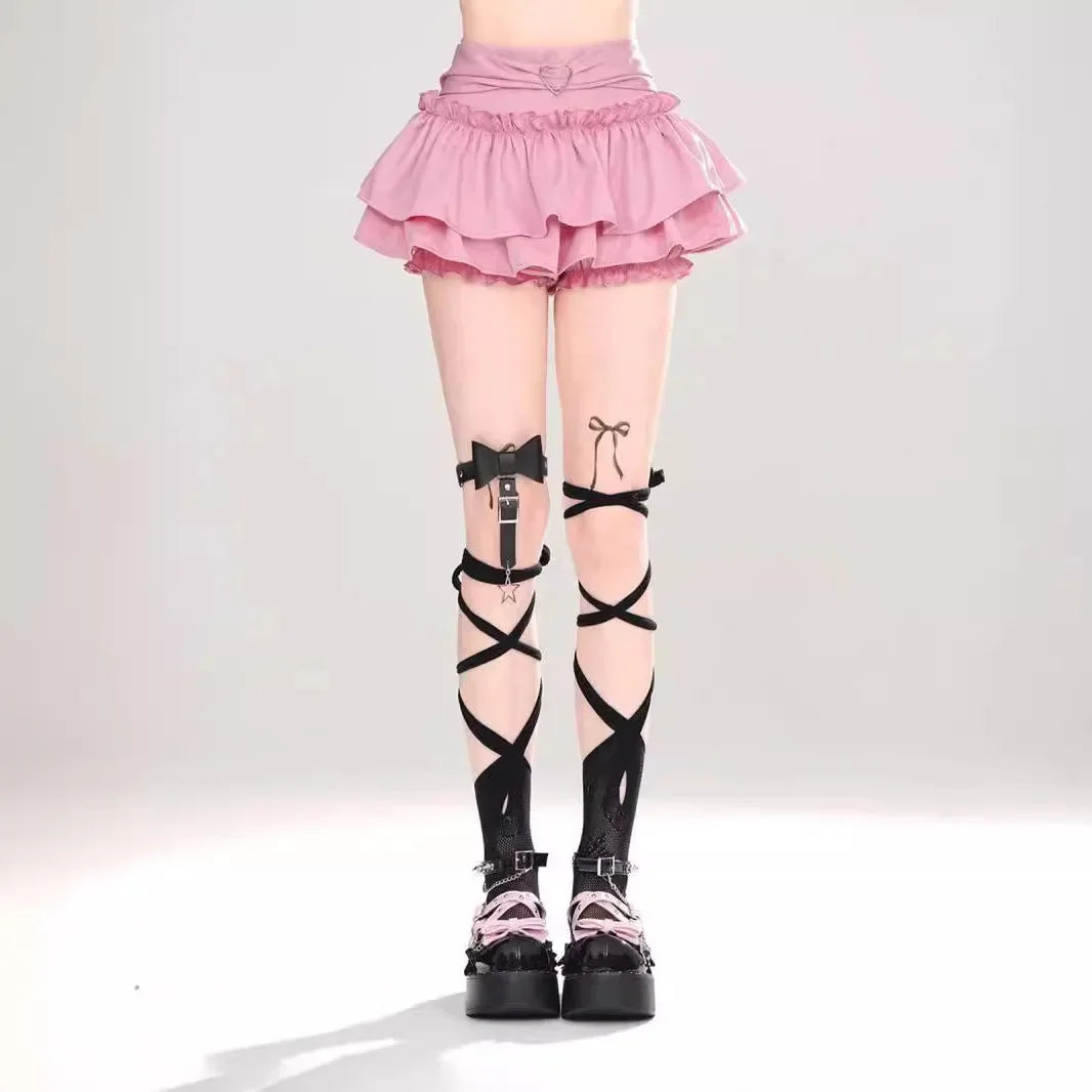 Pink A- line Mini Skirt Women's Summer 2024 New Style Puffy Slimming Cake Skirt A- line Pleated Dress Lightweight Fashion