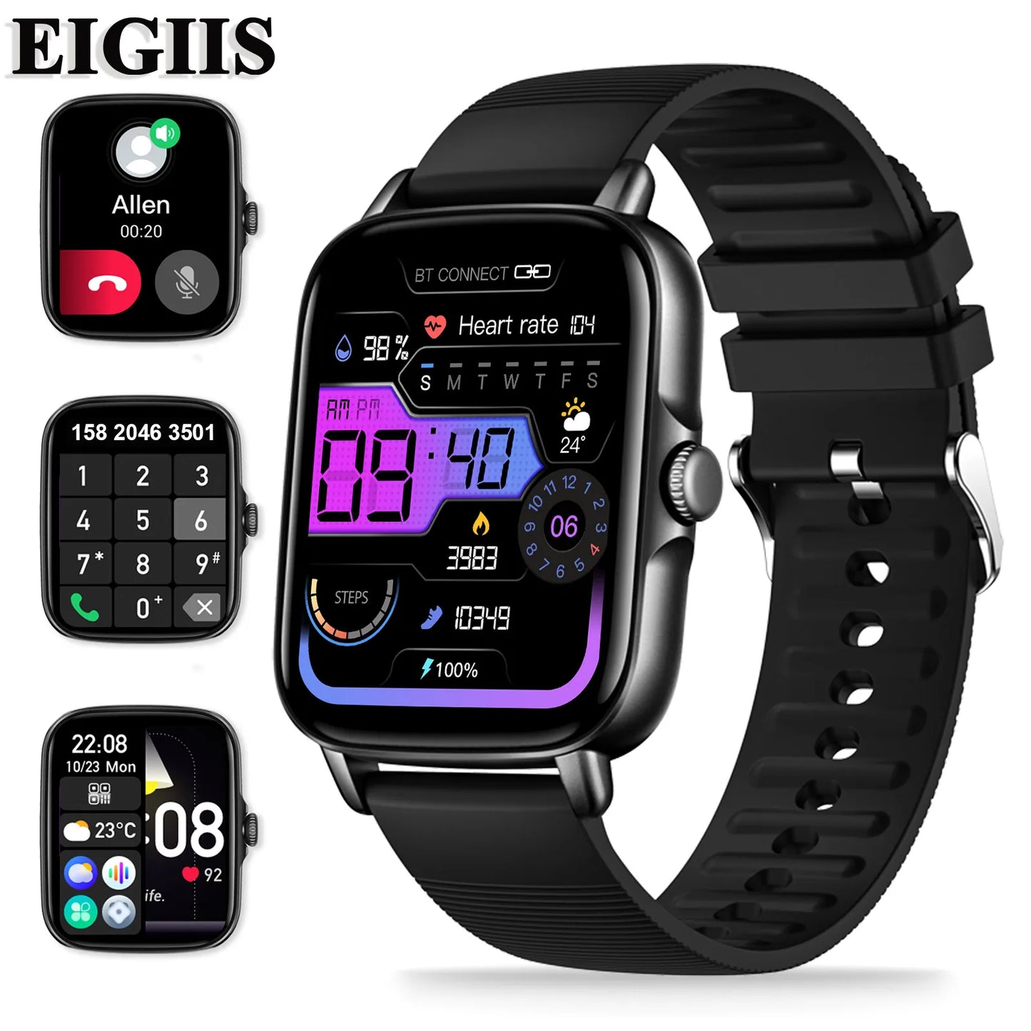 EIGIIS 2025 Smart Watch for Men Women Kids Fitness Tracker with Heart Rate Sleep Monitor Activity Tracker 1.69" HD Waterproof Watch