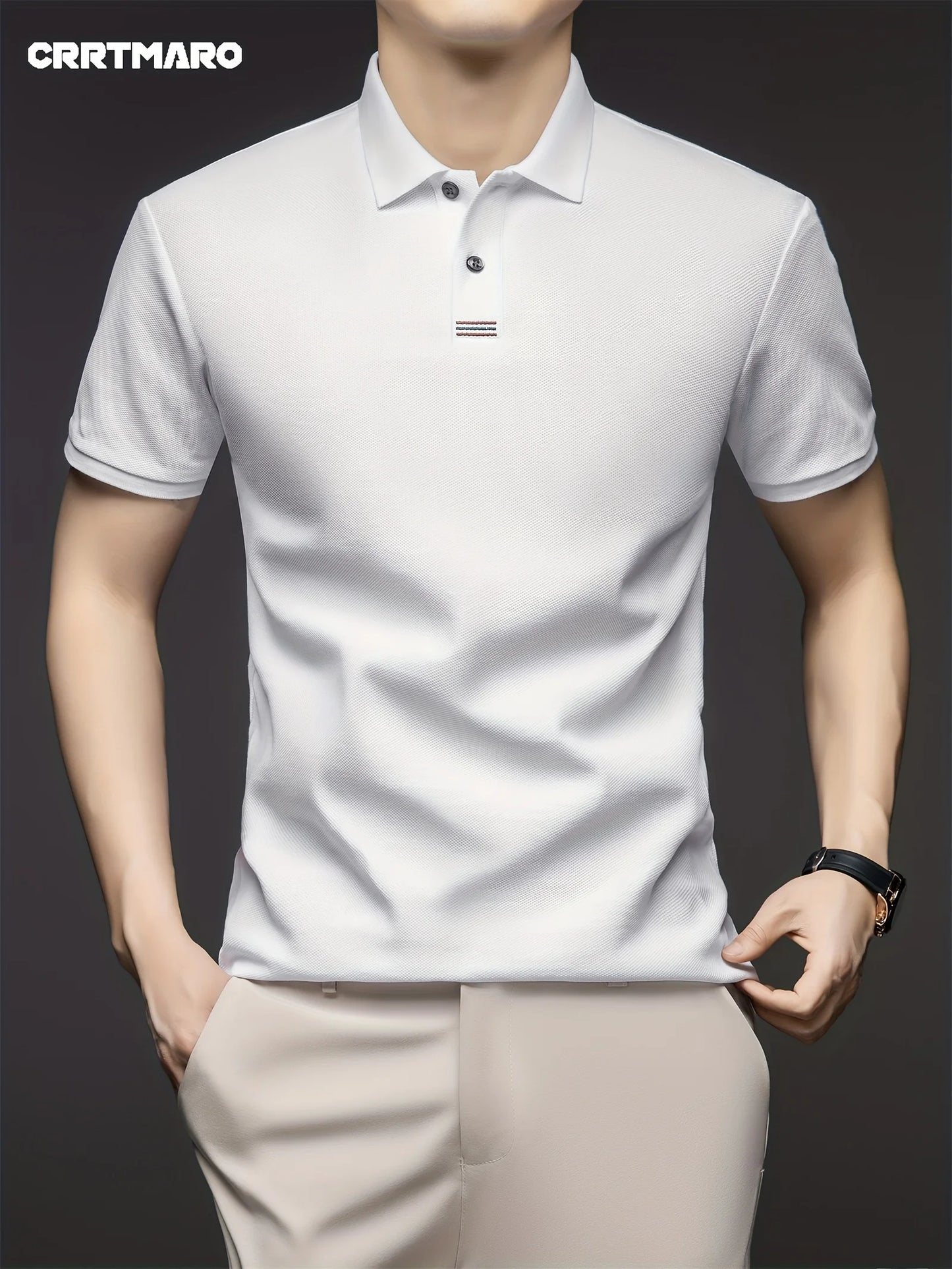 1 piece of high-quality cotton polo shirt for middle-aged and young people, trendy T-shirt for business and leisure, sweat wicki