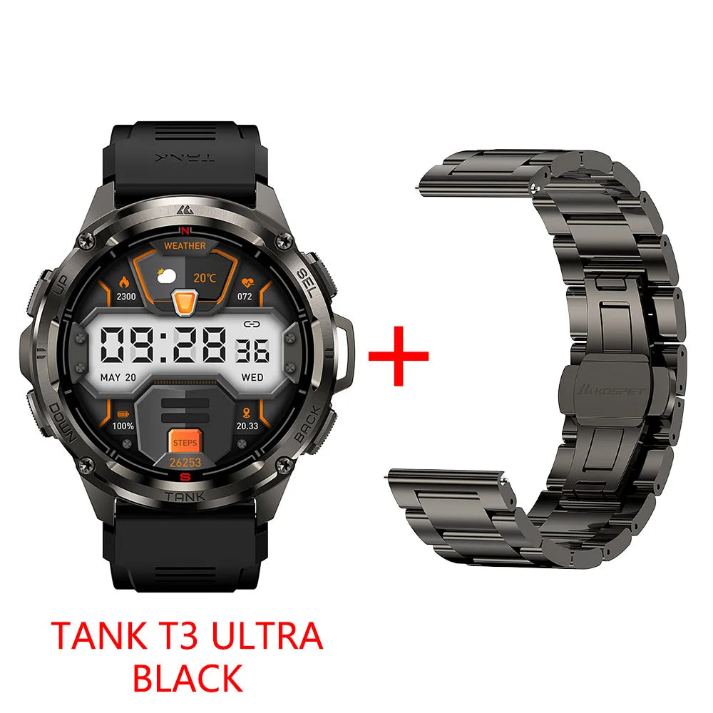 2024 NEW KOSPET TANK T3 Ultra GPS Smart Watches For Men Smartwatch Women Waterproof Electronic Fitness Digital Bluetooth Watches