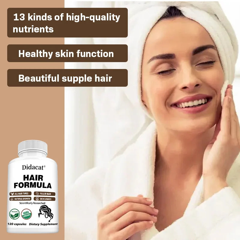 Hair Formula Supplements - Biotin, Minerals, Vitamins C D and B12 for Healthy Hair, Skin and Nails Support for Men and Women
