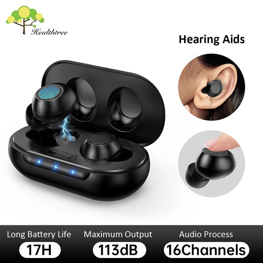 HealthTree Mini Hearing Aids Digital Rechargeable Hearing Aid 16-Channel Sound Process Portable for Deaf Elderly Sound Amplifier