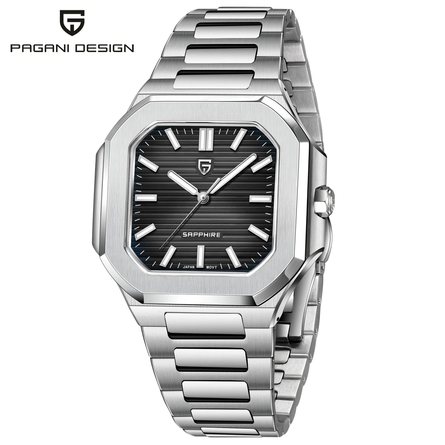 Retro Square PDYS019 PAGANI DESIGN Men's Quartz Wristwatches TMI VH31 37MM 10Bar Waterproof 316L Luxury Stainless Steel Sapphire