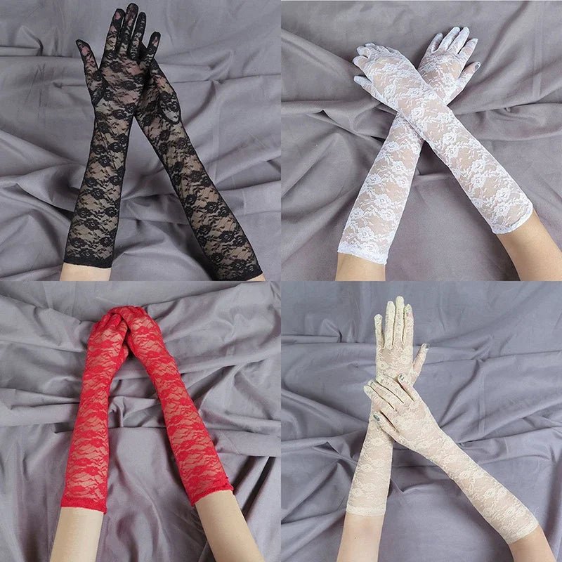 Fashion Lace Sexy Gloves Women Grace Thin Breathable Sun Protection Driving Club Party Prom Dancing Dress Glove Long Sleeve G111