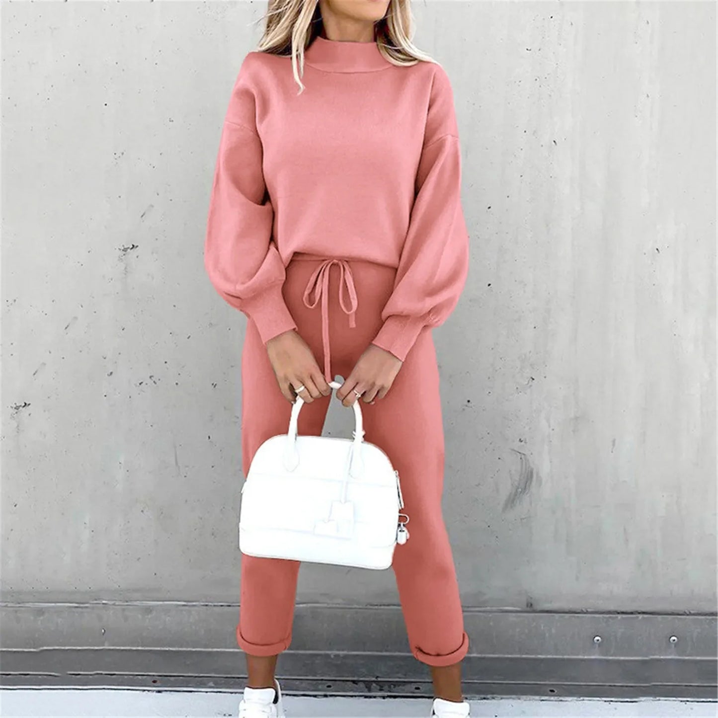2 Piece Suit Sports for Women's Solid Color Fashion Casual Outfits Set Loungewear Long Sleeve Wide Leg Pants Streetwear