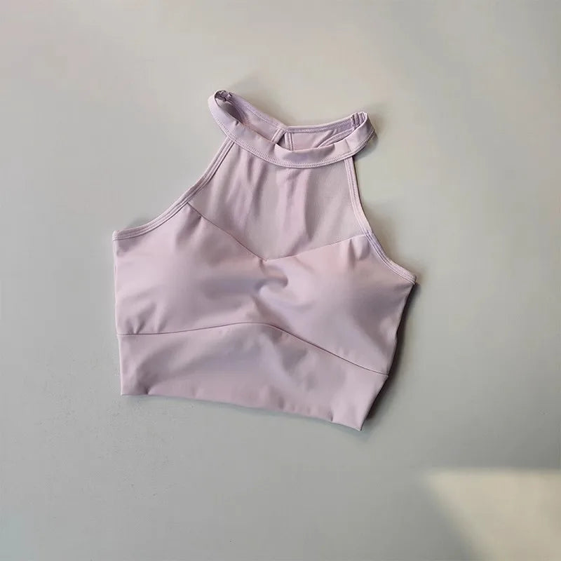 Sexy mesh sports bra with pads yoga clothes vest for women running beauty back gym top sports bra quick-dry fitness tank vest