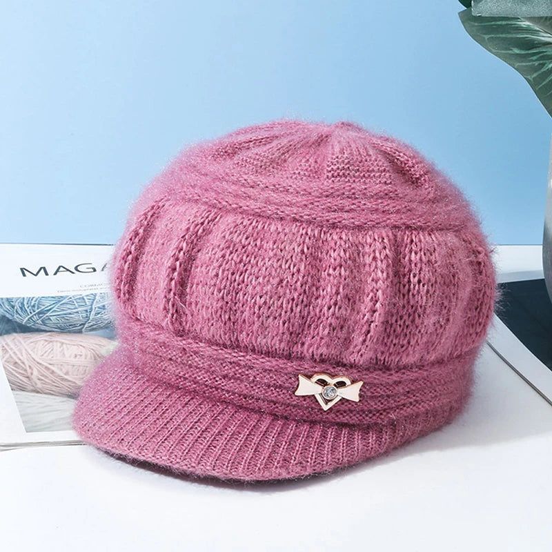 Windproof Pumpkin Beret Hat Woman Knitted Knitted Hat Fashion Ear Guard Keep Warm Peaked Cap