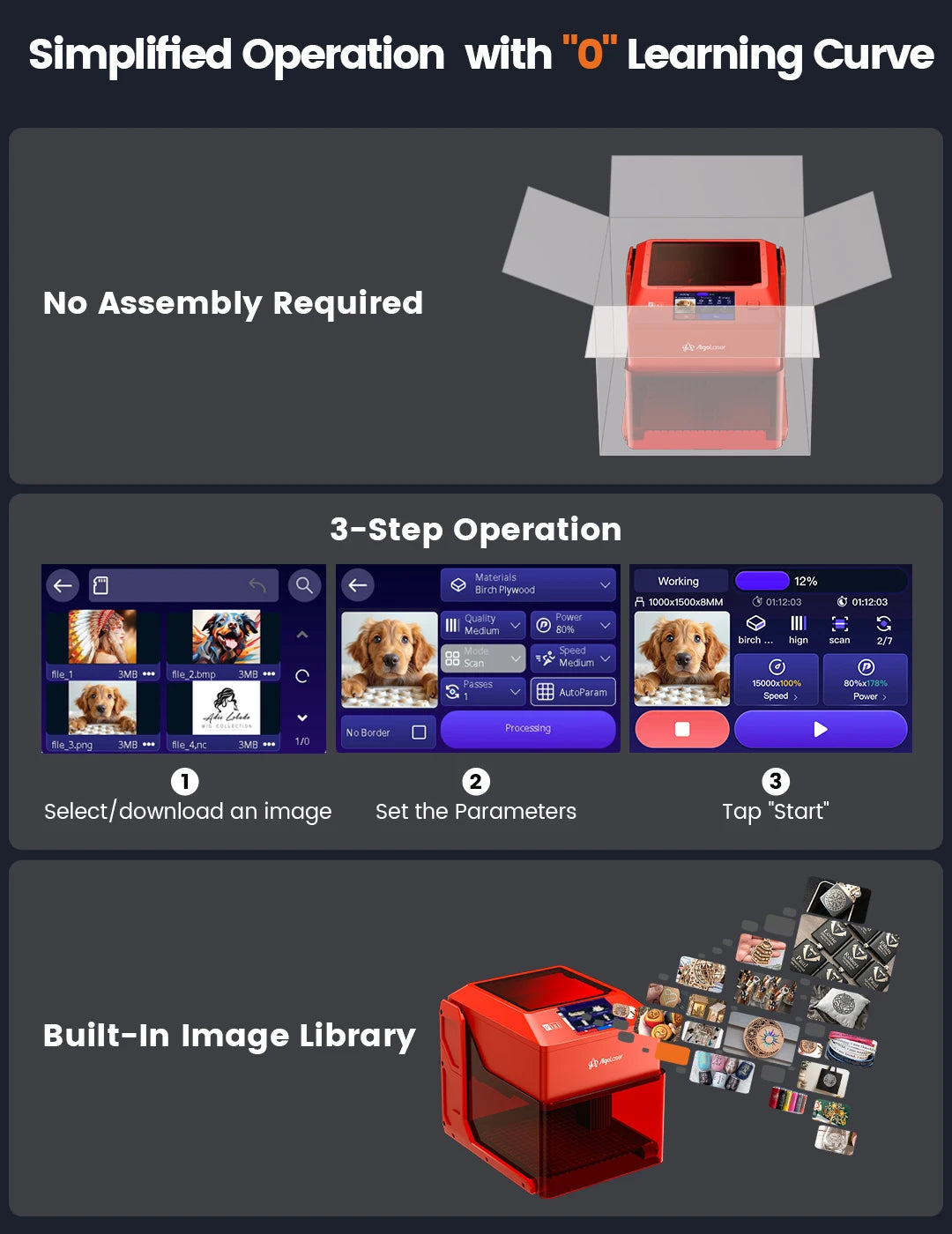 ALGO Pixi Beginner Business 5W/10W Laser Engraver Cutter for DIY Wood, Leather, Glass, Ceramic Offline Smart Screen Easy to Use