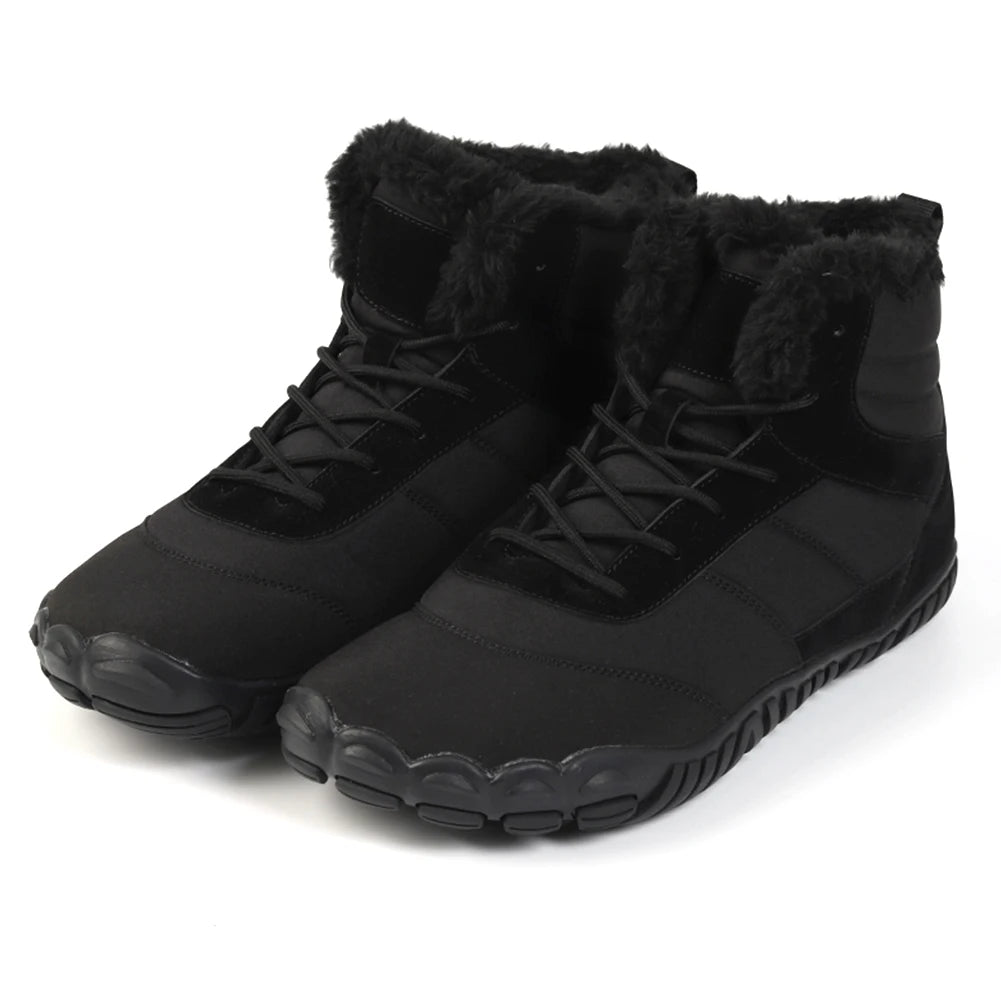 Winter Snow Boots Lightweight Barefoot Shoes Non-Slip Casual Ankle Boots Waterproof Warm Lined Booties for Walking Hiking