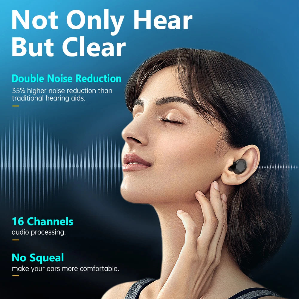 HealthTree Mini Hearing Aids Digital Rechargeable Hearing Aid 16-Channel Sound Process Portable for Deaf Elderly Sound Amplifier