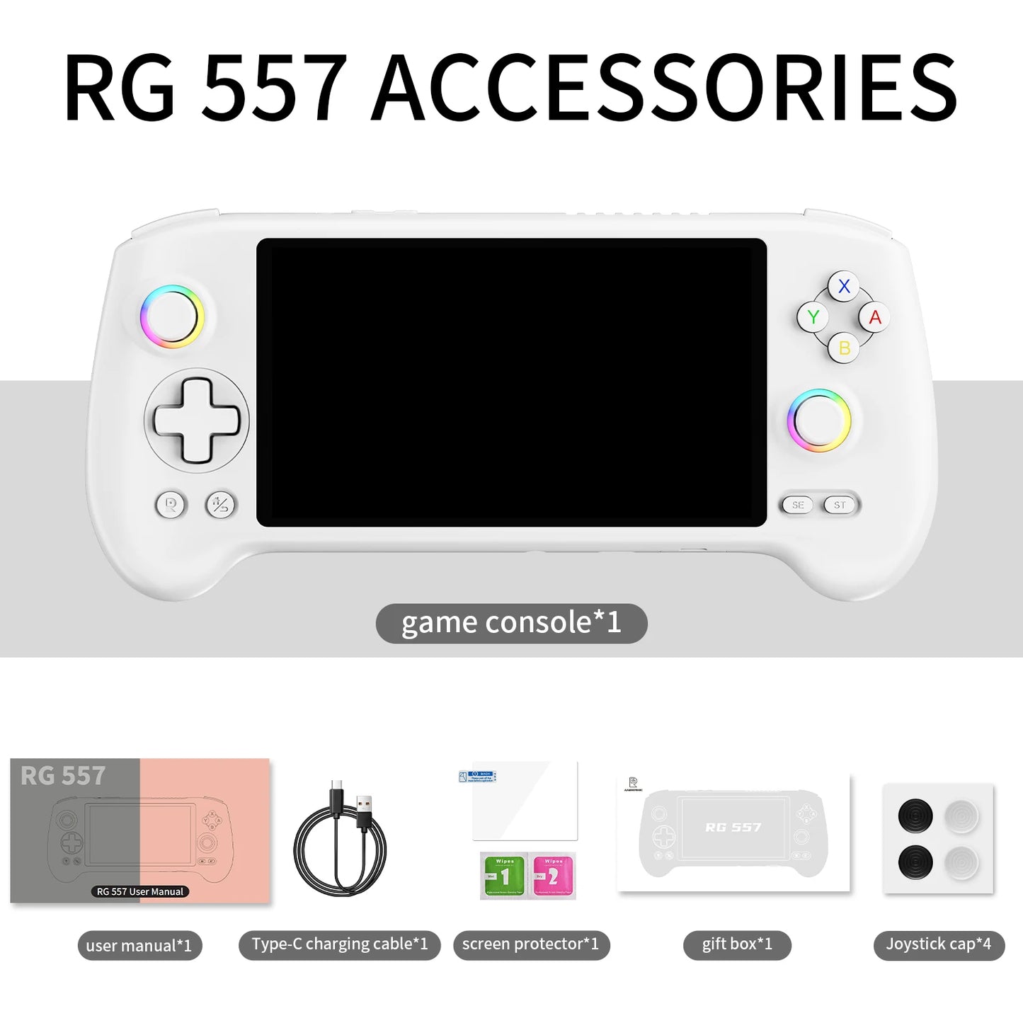 ANBERNIC RG557 Retro Handheld Game Console 5.48 Inch AMOLED Screen Handheld Emulator Android 14 System Dimensity 8300 Processor