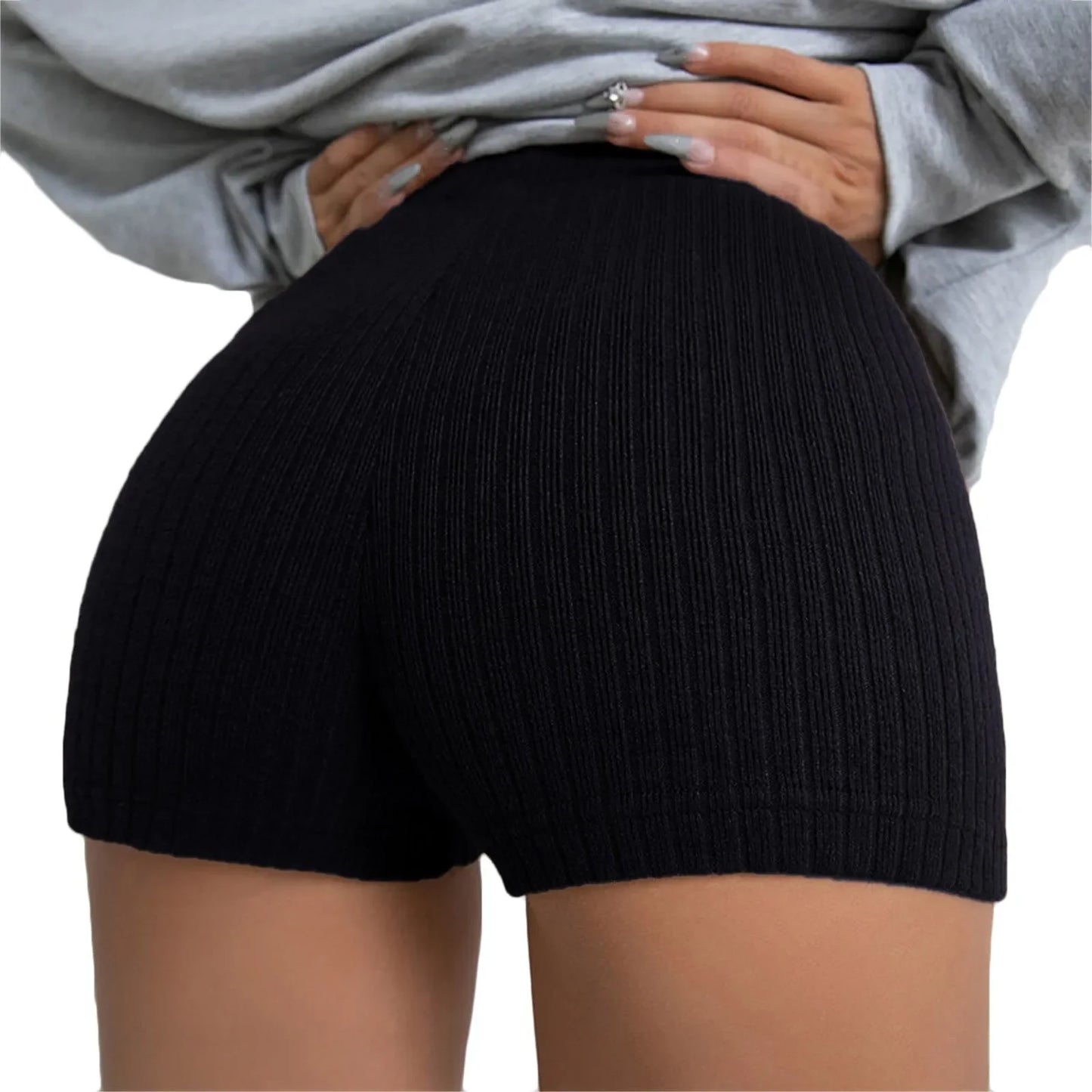 Women'S Slim Fit Solid Color Shorts Sports Hot Pants Yoga Pants Knitting Hot Trousers Sexy Sports Pants