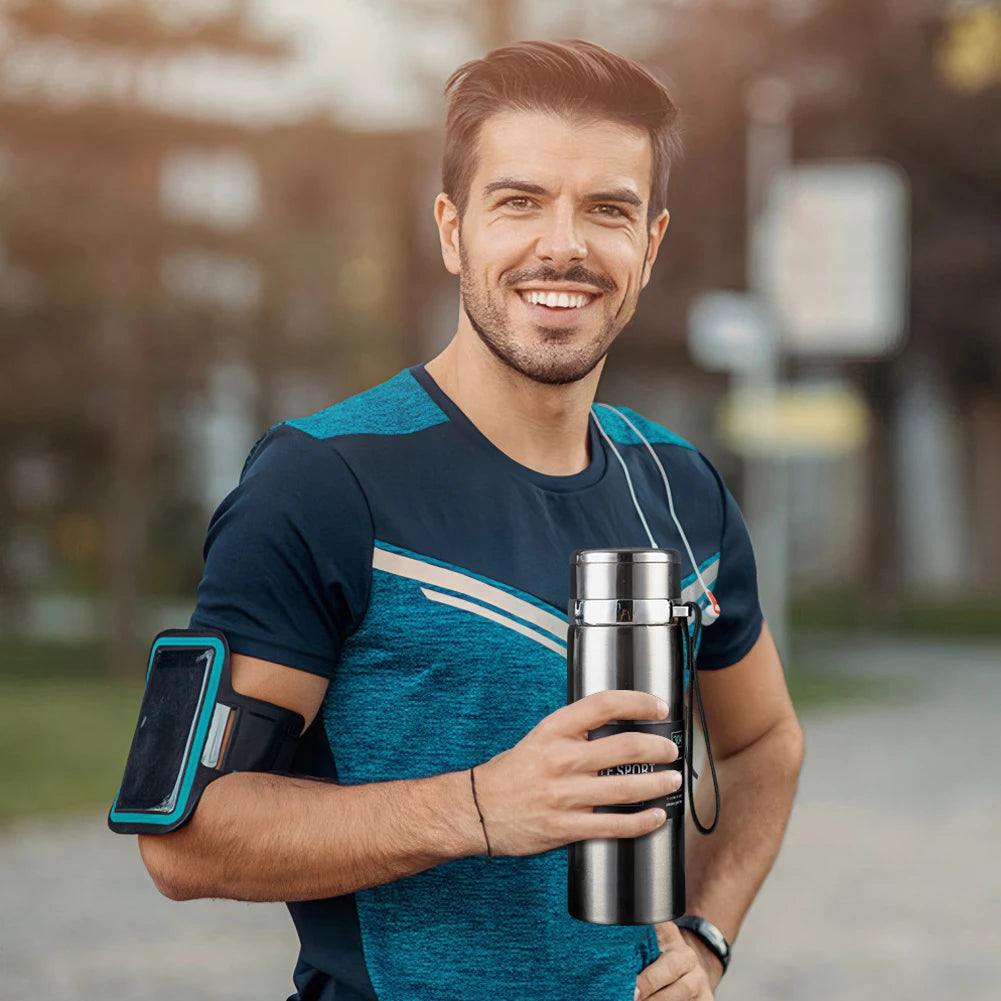 1000ml Insulated Thermal Water Bottle with Handle Double Wall Vacuum Flask for Hot and Cold Drinks Outdoor Sports