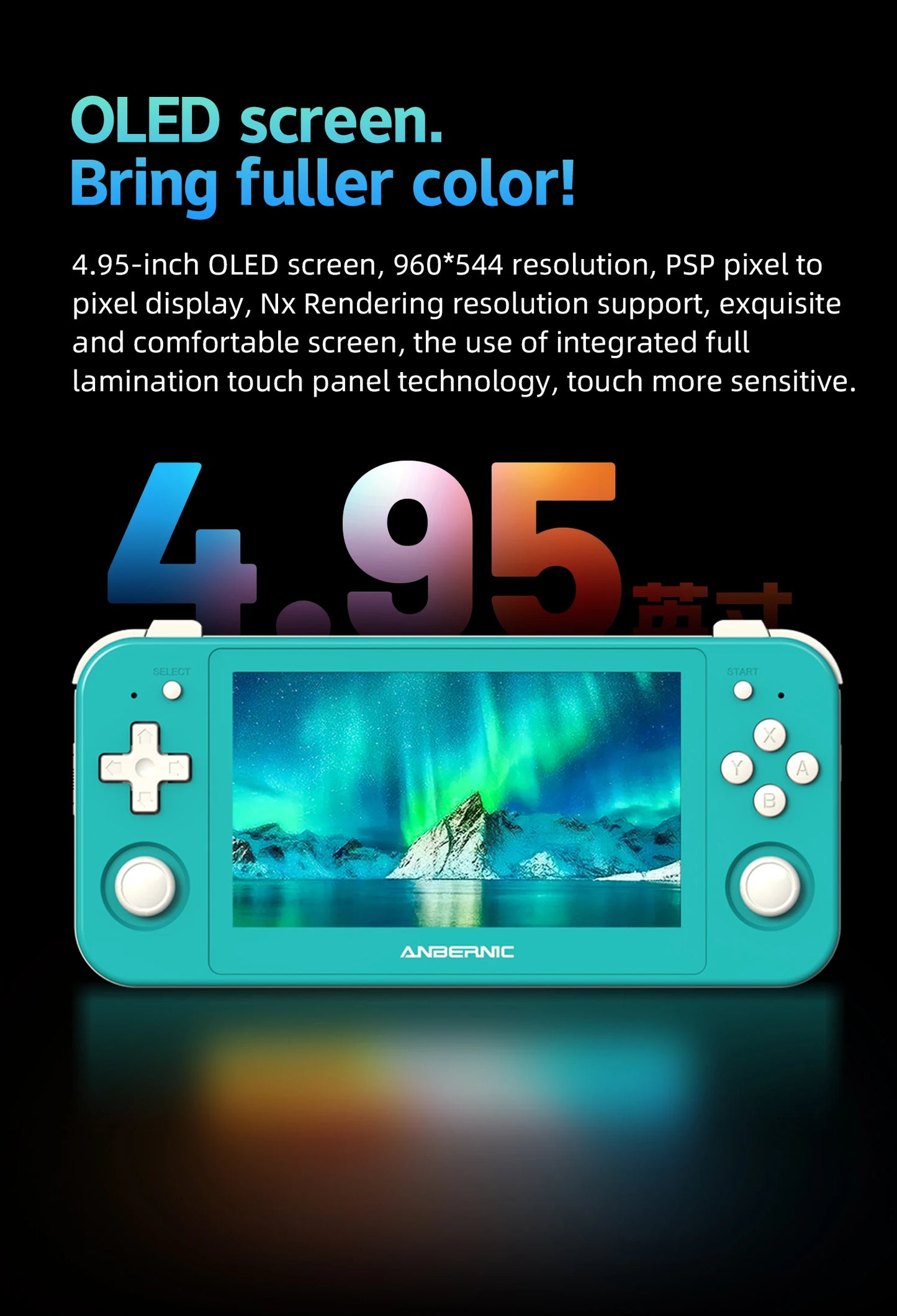 ANBERNIC RG505 Handheld Game Console 4.95" OLED Screen Android 12 Unisoc T618 128GB 3172 Games Support WIFI Bluetooth OTA Update