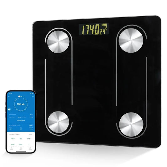 Digital Simple Scale with LED Display for Home Use: Practical Bathroom Scale with Body Fat Measurement and Smartphone App Conne