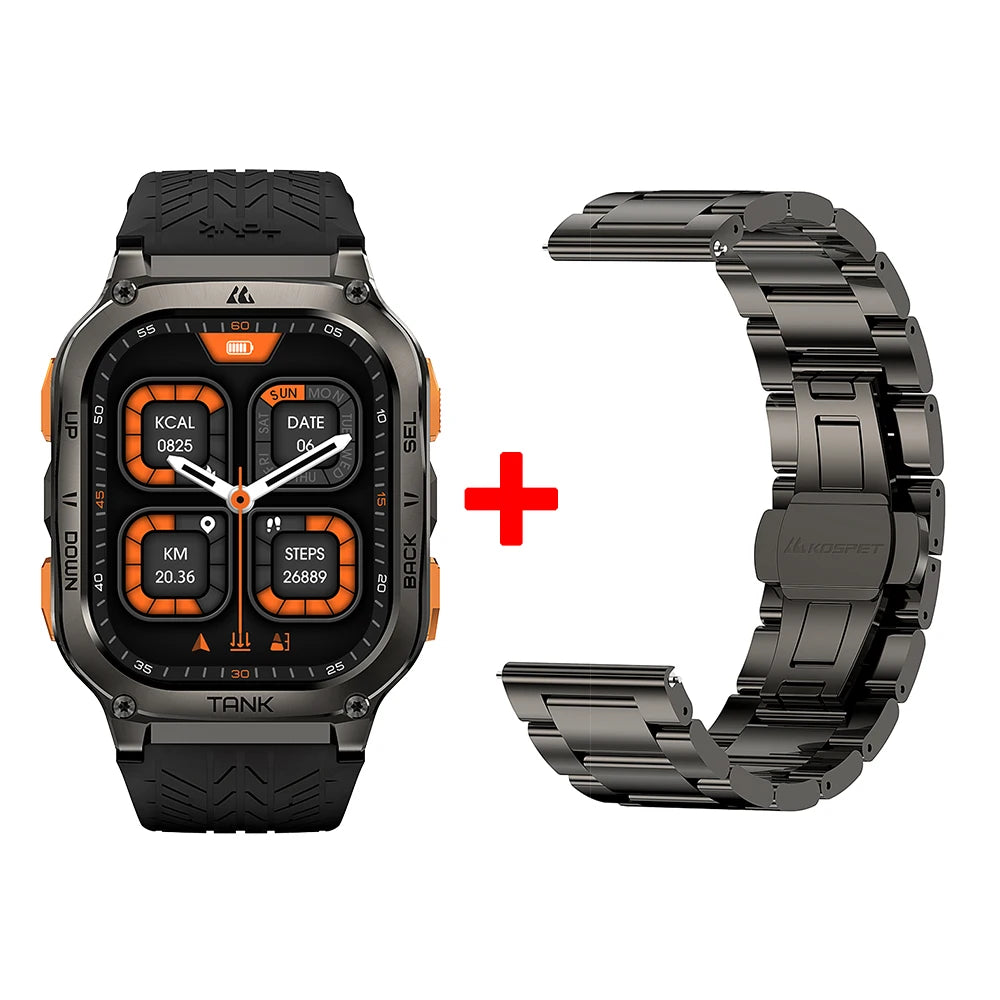 KOSPET TANK M3 Ultra GPS Smart Watch For Mentainless Steel Smartwatch 5ATM IP69K Waterproof Bluetooth Call Health Monitor