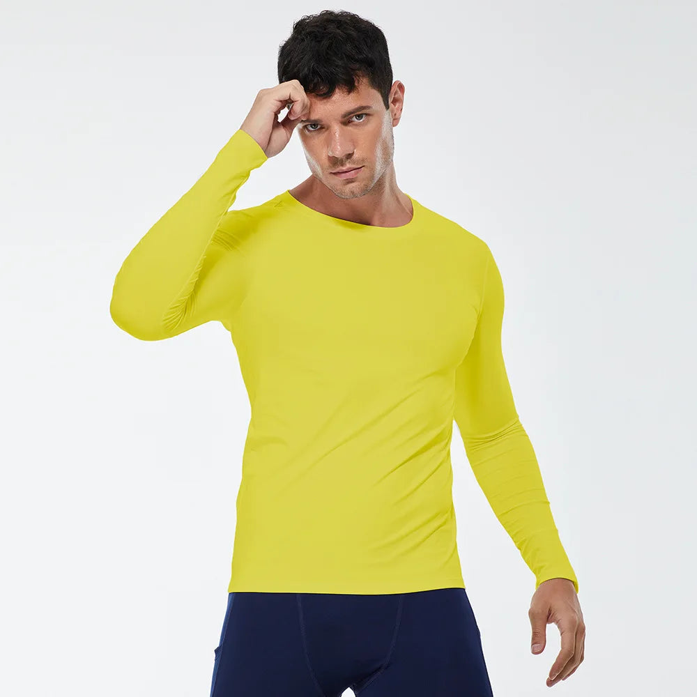 Men Compression Running T-Shirt Fitness Tight Long Sleeve Sport T-shirt Training Jogging Shirts Gym Sportswear Quick Dry Clothes