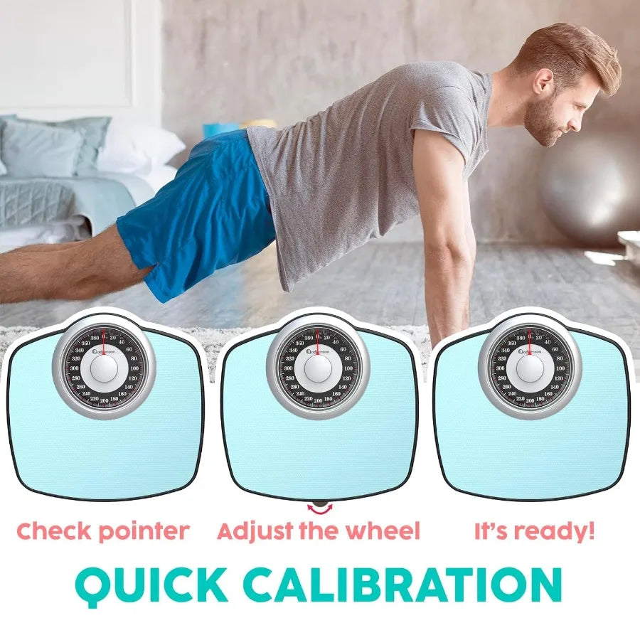 A25 Scales for Body Weight Up to 400 LB 5.3 Dial on 12.4 x 10.2 Platform AntiSkid Rubber Surface High Precision Bathroom Scale
