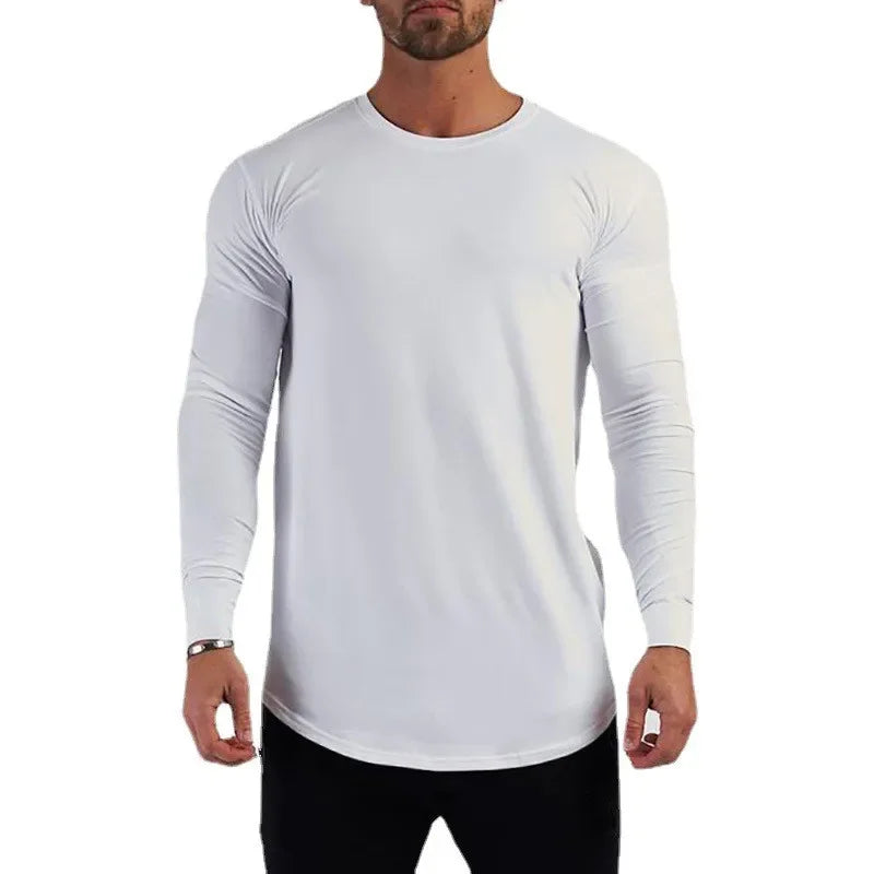 T-shirts Men's Workout Casual Slim Fit Shirts Plain Cotton Breathable Long Sleeve Clothing Gym Fitness Bodybuilding Sport