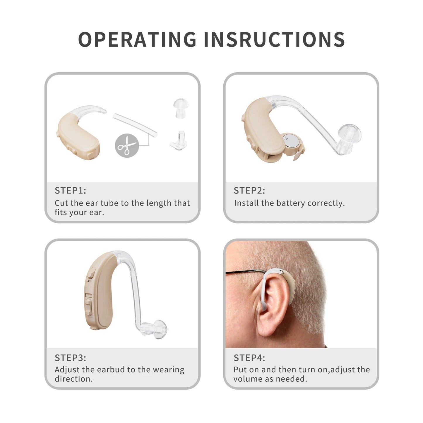JINGHAO Hearing Aid For Severe Loss Digital 65/132 dB BTE Rechargable Battery