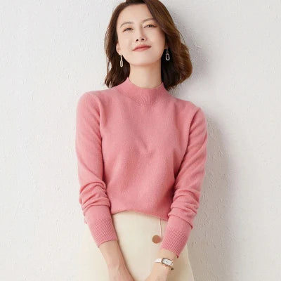Women's Turtleneck Loose Fit Solid Color Base Layer Pullovers 2025 Long Sleeve Autumn Winter Knitted Sweater Thick Warm Jumpers