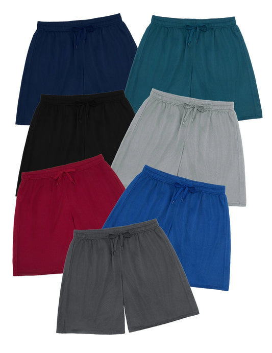 7 pieces of men's sports shorts - polyester elastic band pocket quick drying breathable fitness shorts