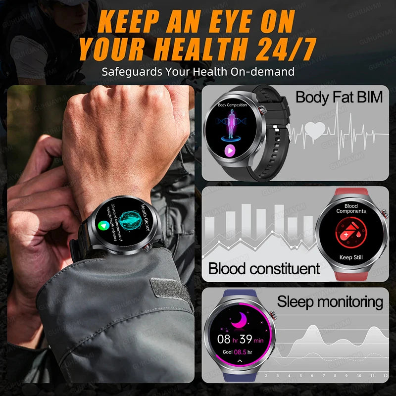NEW Sapphire Glass AMOLED Blood Pressure Smart Watches ECG Blood Oxygen Blood Pressure Sport Health Track Clock Smart watche NFC