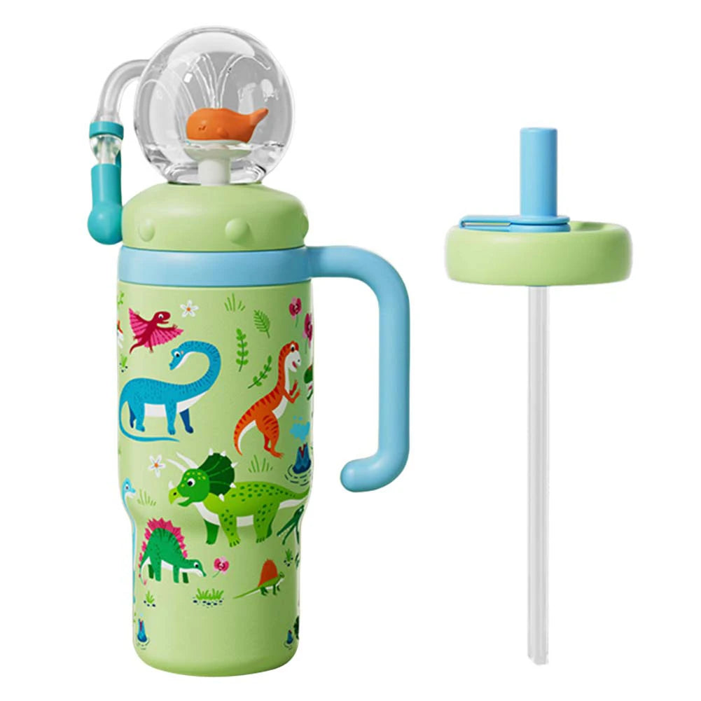 24oz Stainless Steel Whale Fountain Tumbler with Handle Whale Water Cups for Kids