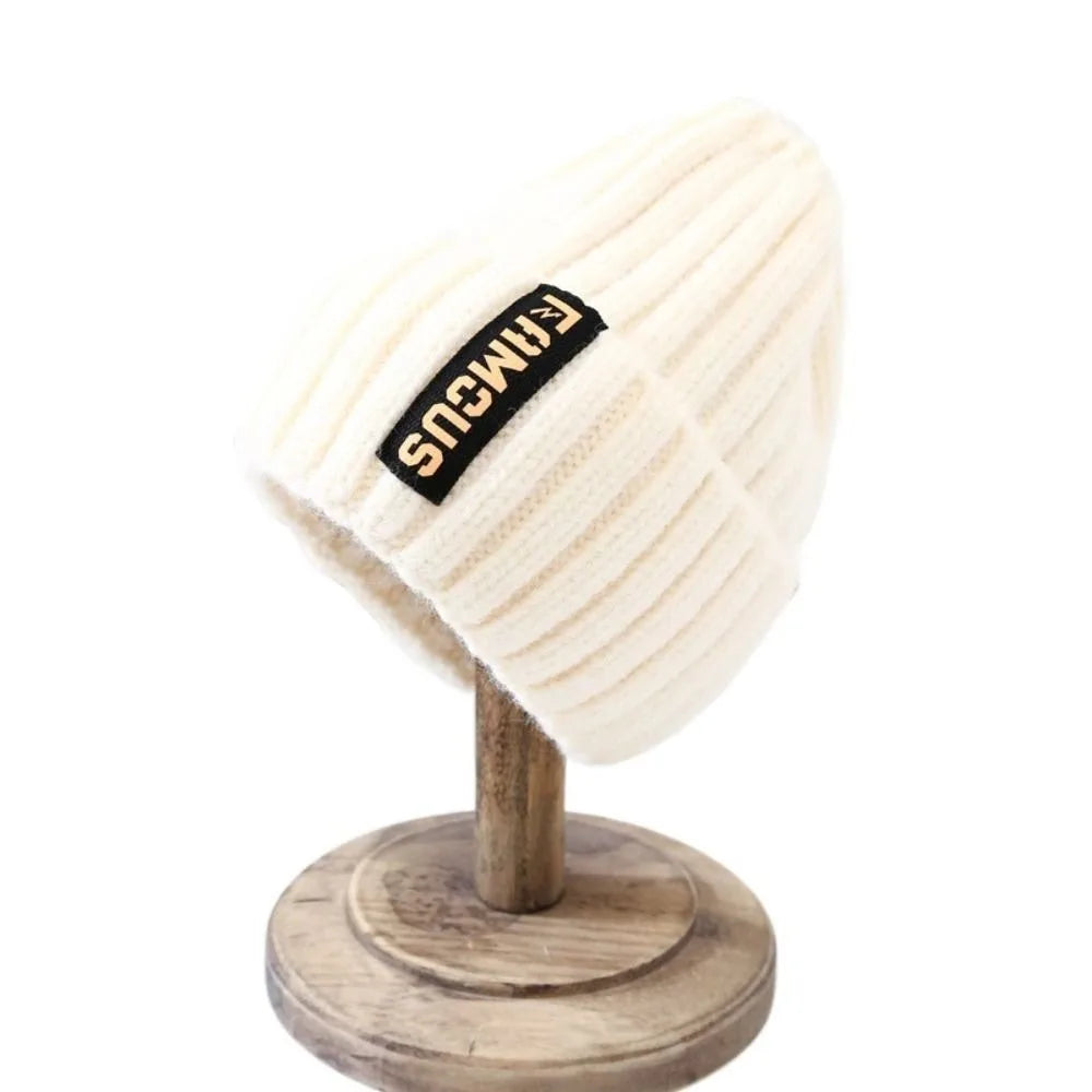 New Long Label Knit Beanie Solid Color Sun Protection Winter Hat Crochet Design Soft Warm Cap Winter Season