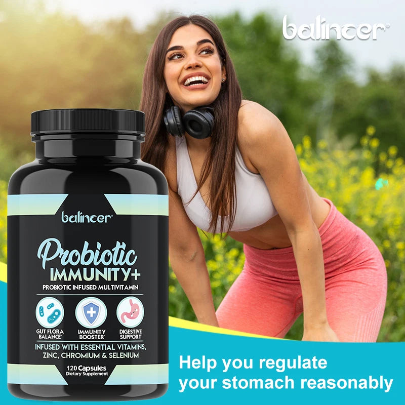Probiotic Immune Supplement, Multivitamin, Probiotic Infused Multivitamin - Gut Flora Balance & Digestive Health, 120 Capsules