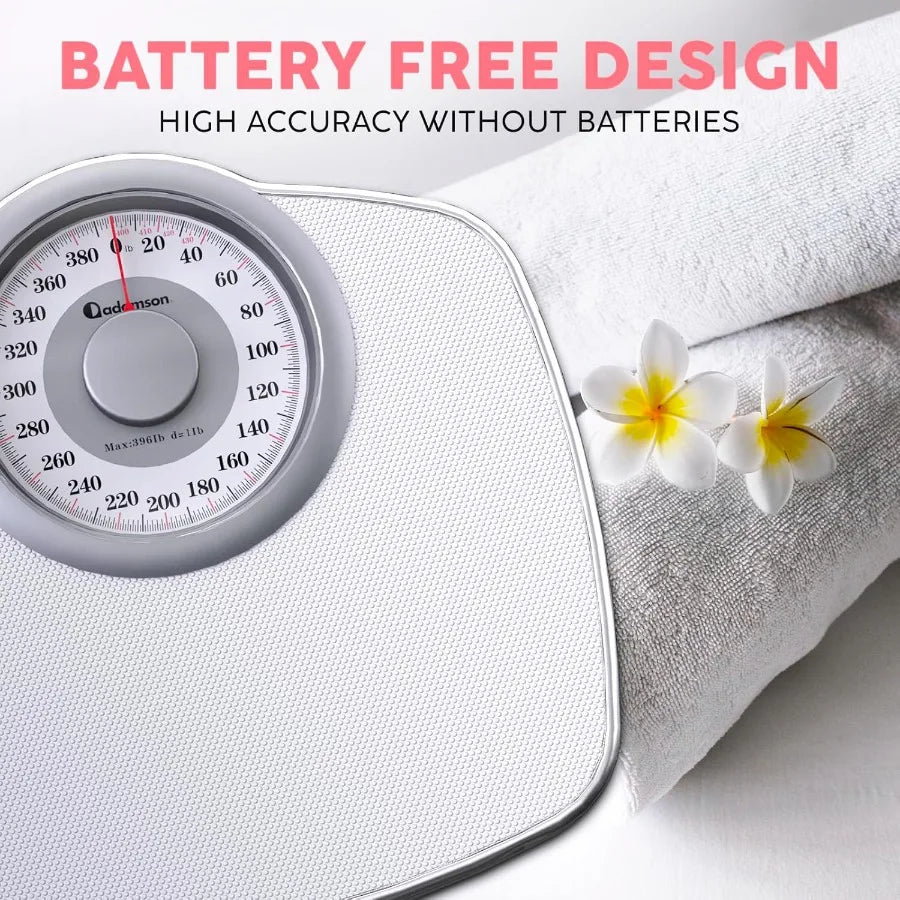 A25 Scales for Body Weight Up to 400 LB 5.3 Dial on 12.4 x 10.2 Platform AntiSkid Rubber Surface High Precision Bathroom Scale