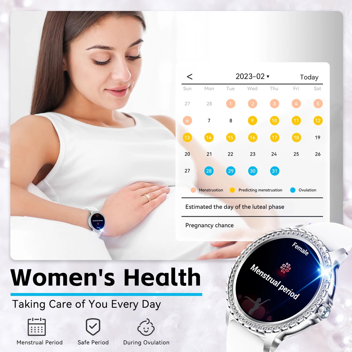 LaNikar Smart Watch for Women Smartwatch Fitness Tracker Watch with Heart Rate/Sleep Monitor/Pedometer for iPhone Android Phones