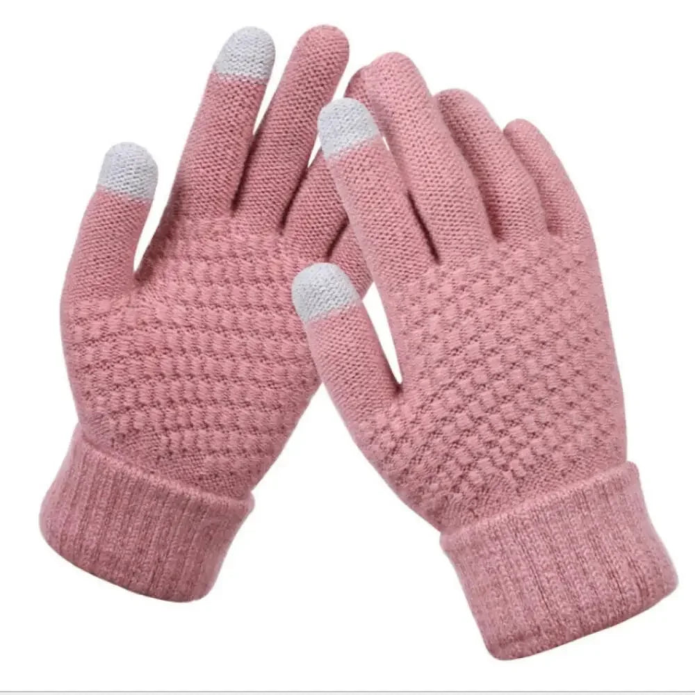 1 Pair Cycling Touch Screen Gloves Female Winter Cute Student Cycling Warm And Cold Korean Version Thick Winter Cotton Gloves