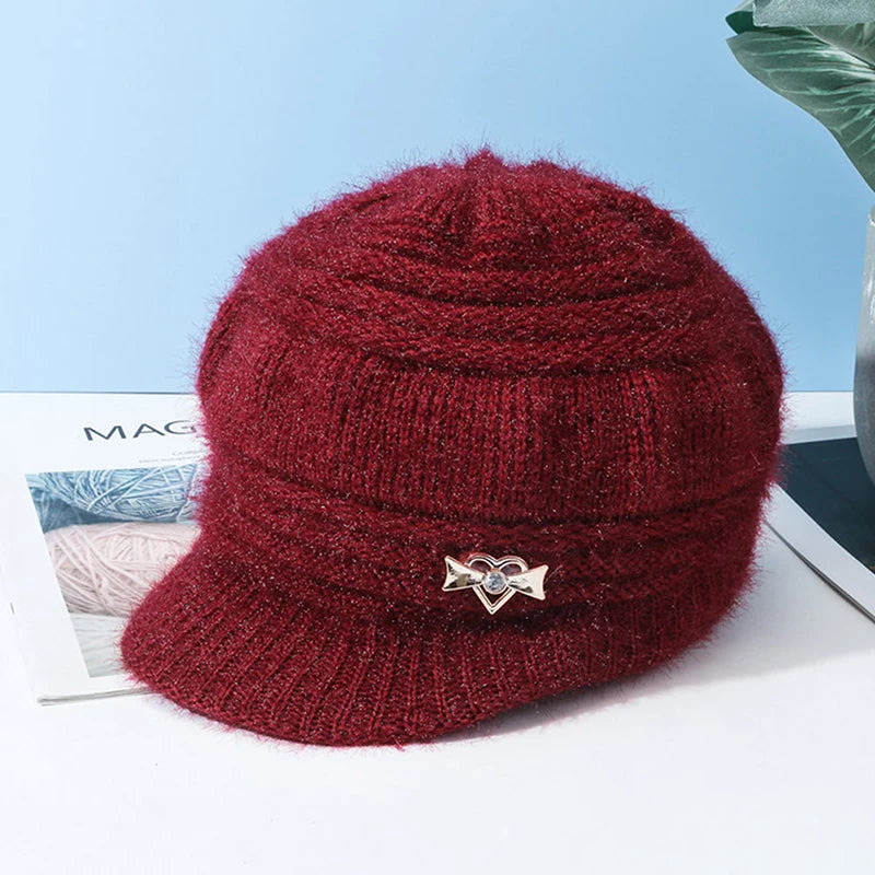 Windproof Pumpkin Beret Hat Woman Knitted Knitted Hat Fashion Ear Guard Keep Warm Peaked Cap