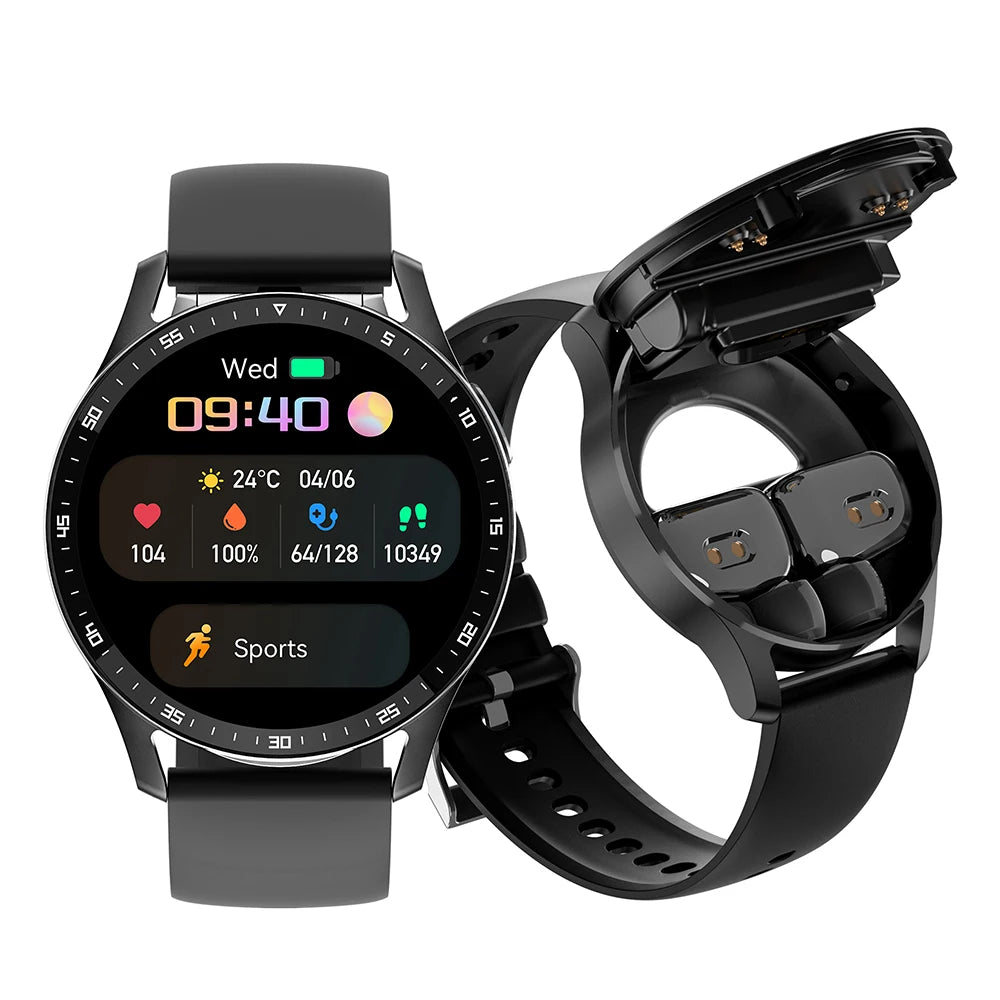 2024 New X10 Headset Smart Watch TWS 2 in 1 Wireless Bluetooth Earphone Blood Pressure Heart Rate TestingSport Smartwatch
