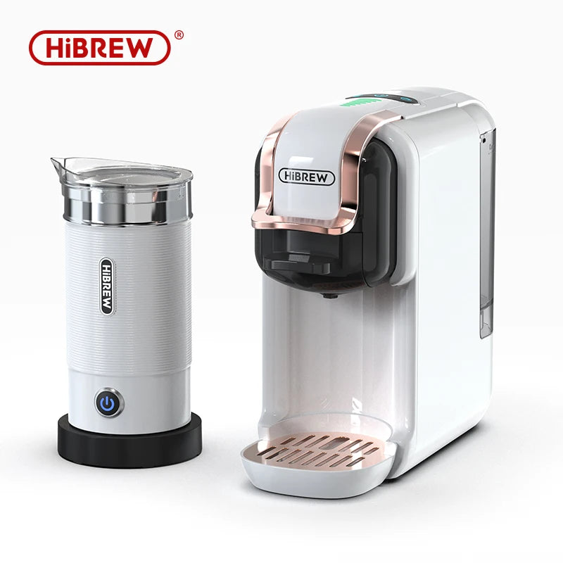 HiBREW 5 in 1 Multiple Capsule Coffee Machine Hot/Cold DG Cappuccino Nes Small Capsule ESE Pod Ground Coffee Cafeteria 20Bar H2B