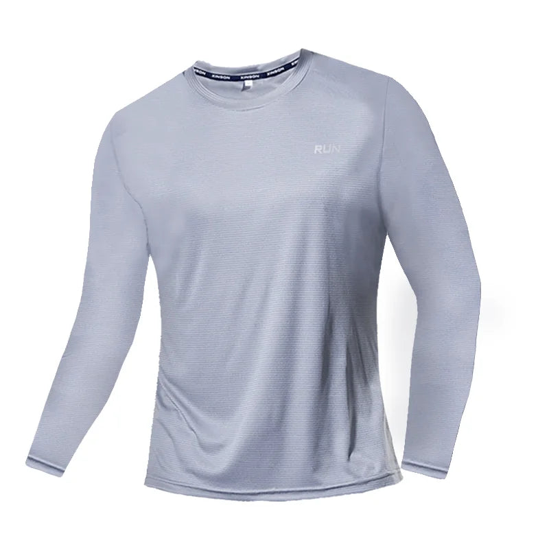 Ice Silk Long Sleeve T-Shirt Men Quick Dry Breathable Air Conditioning Outdoor Sun Protection Running Outer Wear
