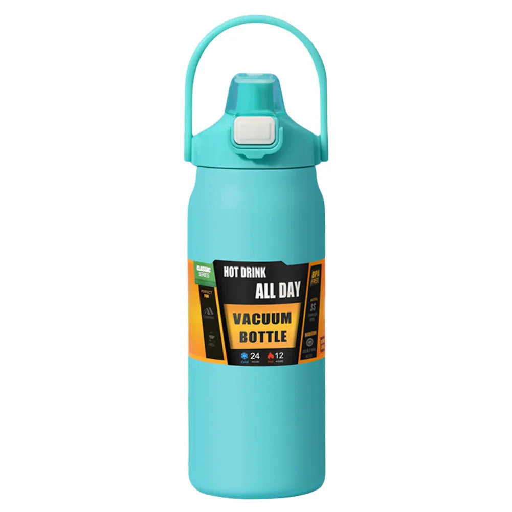 1200ml Insulated Bottle Stainless Steel Thermal Water Cup BPA Free Portable Tumbler Wide Mouth Opening for Outdoor Travel