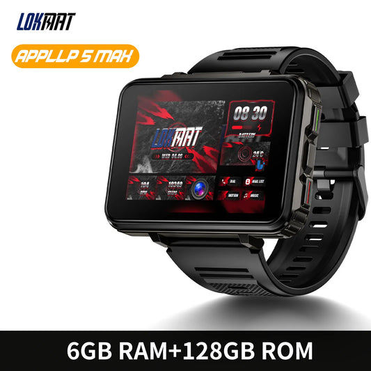 LOKMAT APPLLP 5 MAX Android Watch Phone Square Big Screen Wifi 4G Calls Smartwatches Dual Camera with Flashlight Gaming Watch
