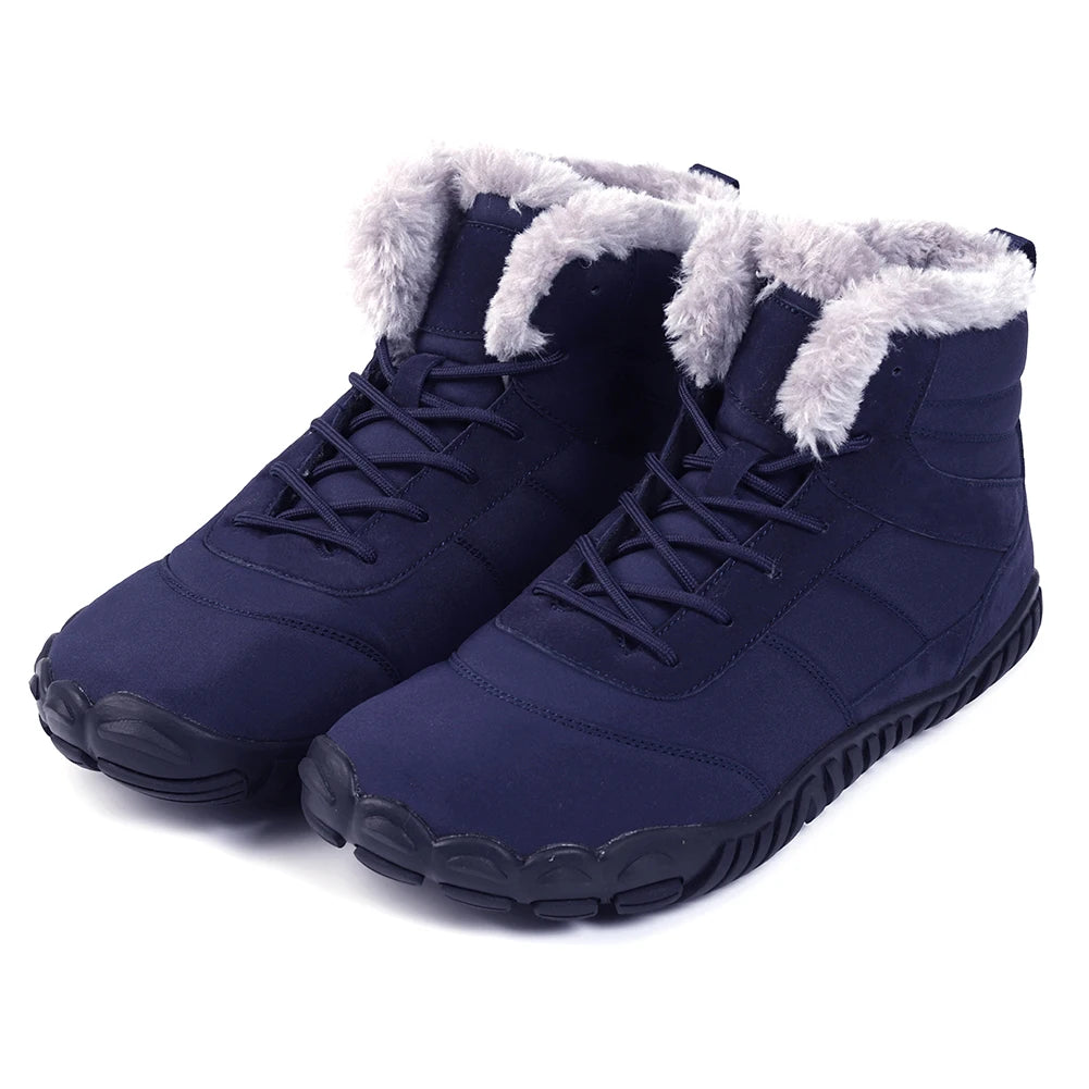 Winter Snow Boots Lightweight Barefoot Shoes Non-Slip Casual Ankle Boots Waterproof Warm Lined Booties for Walking Hiking