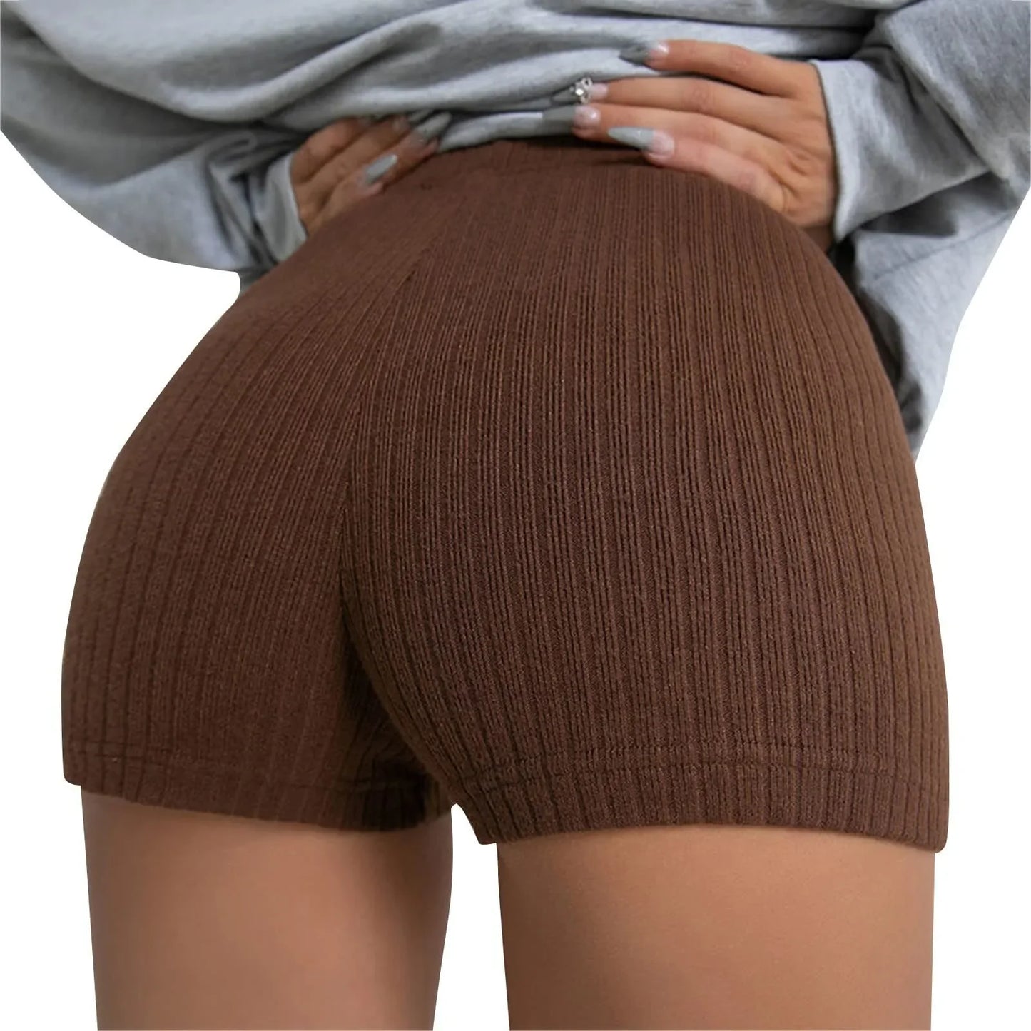 Women'S Slim Fit Solid Color Shorts Sports Hot Pants Yoga Pants Knitting Hot Trousers Sexy Sports Pants