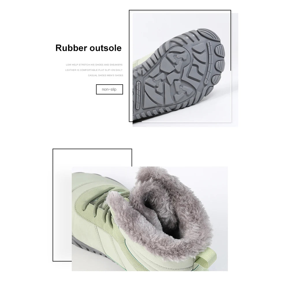 Winter Snow Boots Lightweight Barefoot Shoes Non-Slip Casual Ankle Boots Waterproof Warm Lined Booties for Walking Hiking