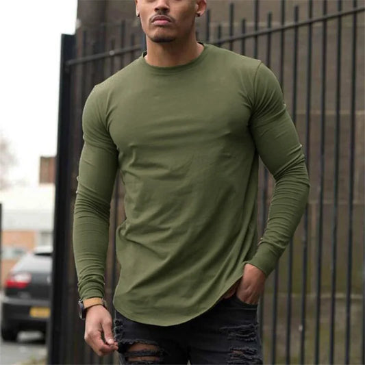 T-shirts Men's Workout Casual Slim Fit Shirts Plain Cotton Breathable Long Sleeve Clothing Gym Fitness Bodybuilding Sport