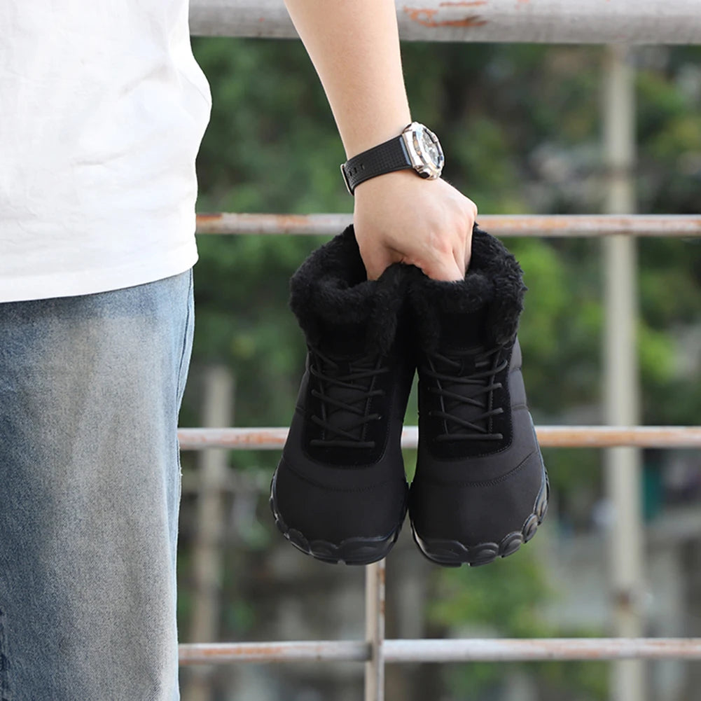 Winter Snow Boots Lightweight Barefoot Shoes Non-Slip Casual Ankle Boots Waterproof Warm Lined Booties for Walking Hiking