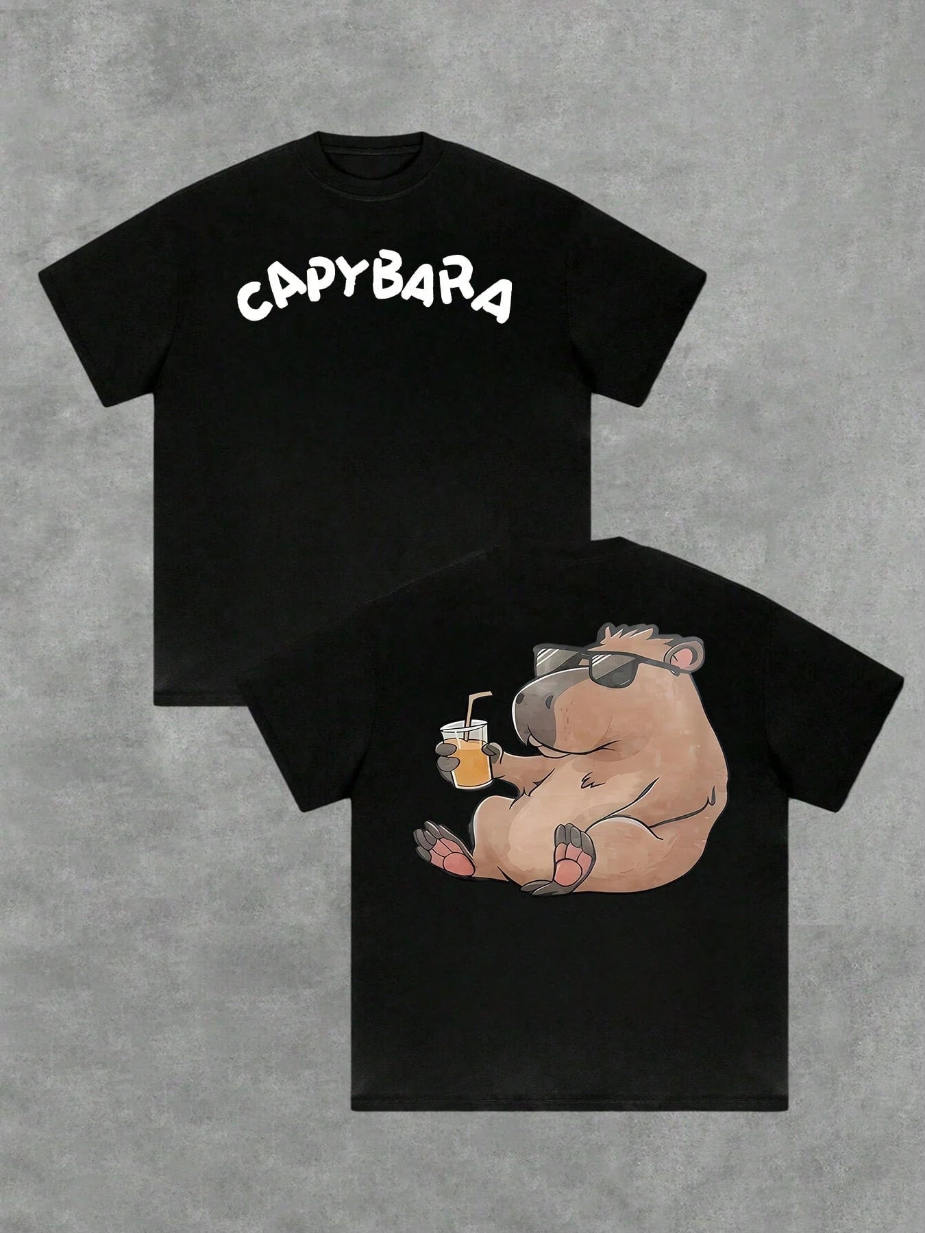 Mens Capybara  Cotton Double Sided Digital Printed T Shirt  Cool Animal Graphic Tee streetwear men clothing harajuku