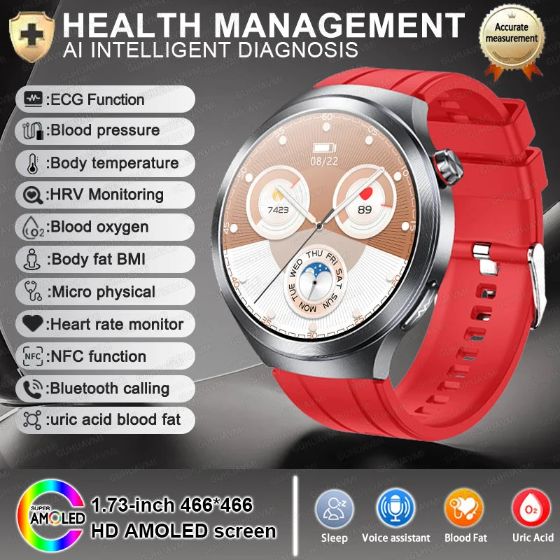 NEW Sapphire Glass AMOLED Blood Pressure Smart Watches ECG Blood Oxygen Blood Pressure Sport Health Track Clock Smart watche NFC